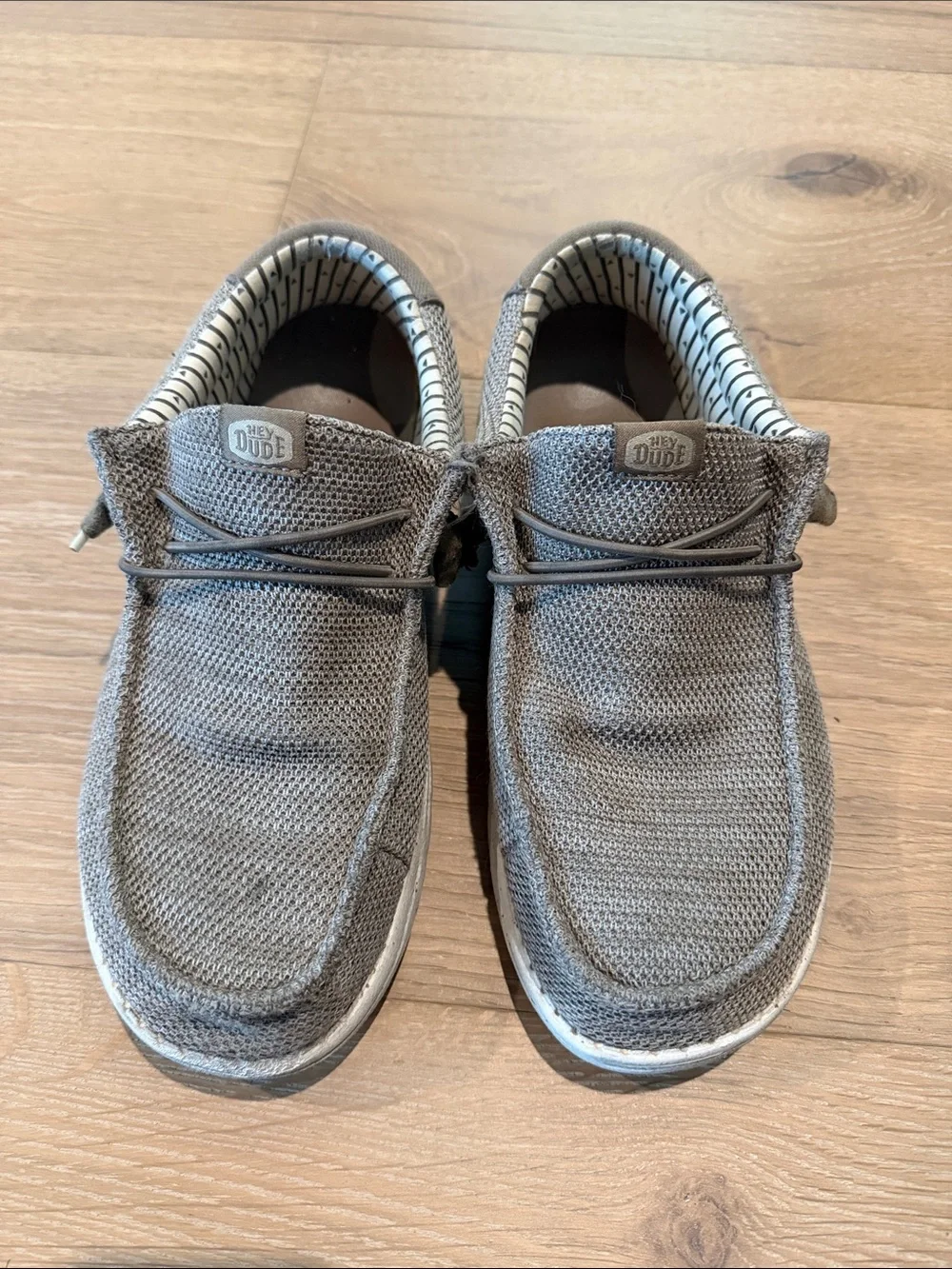 Hey Dude Light Tan/Gray Canvas Slip-On Casual Shoes